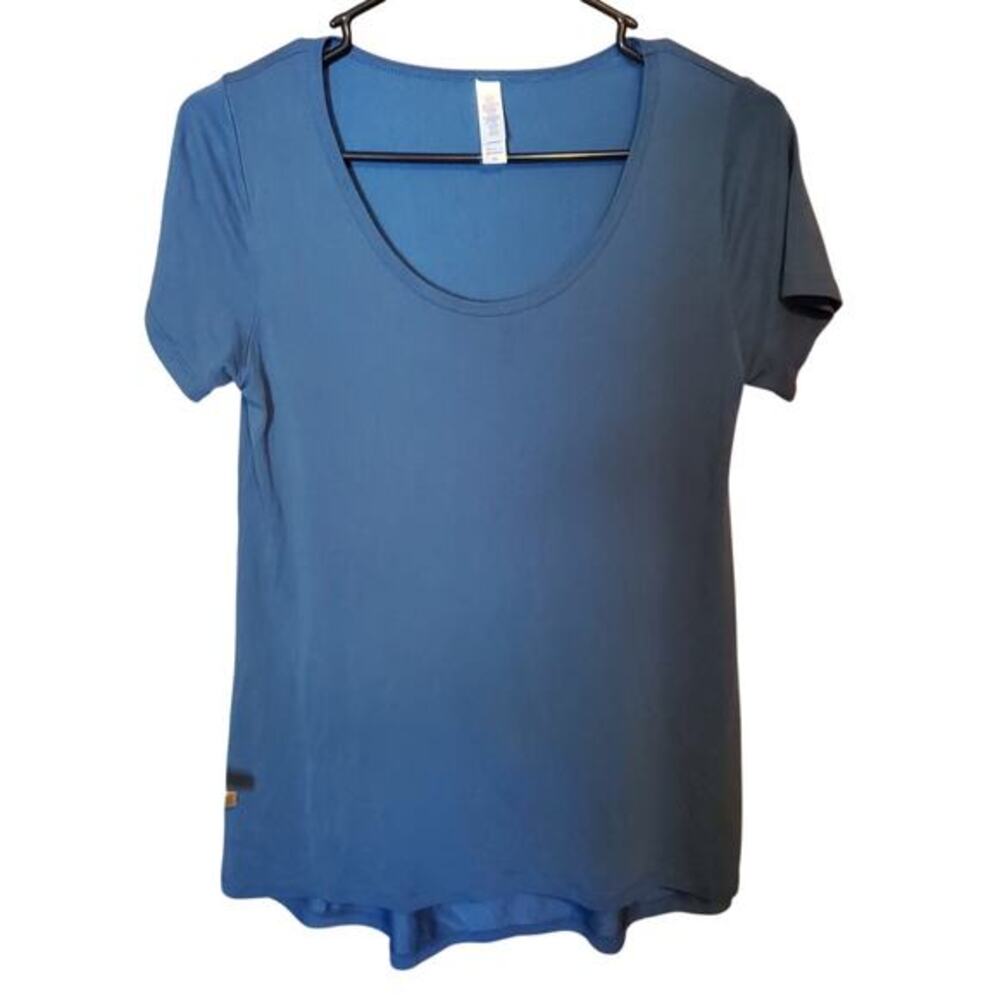 LuLaRoe T-Shirt‎ Blouse Womens Sz XS Teal Blue Short Sleeve High Low Casual Top